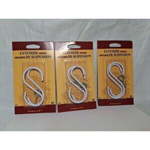 3 packs: Extender S-HOOK for Ceiling Hanging Basket. White, 2 per Pack